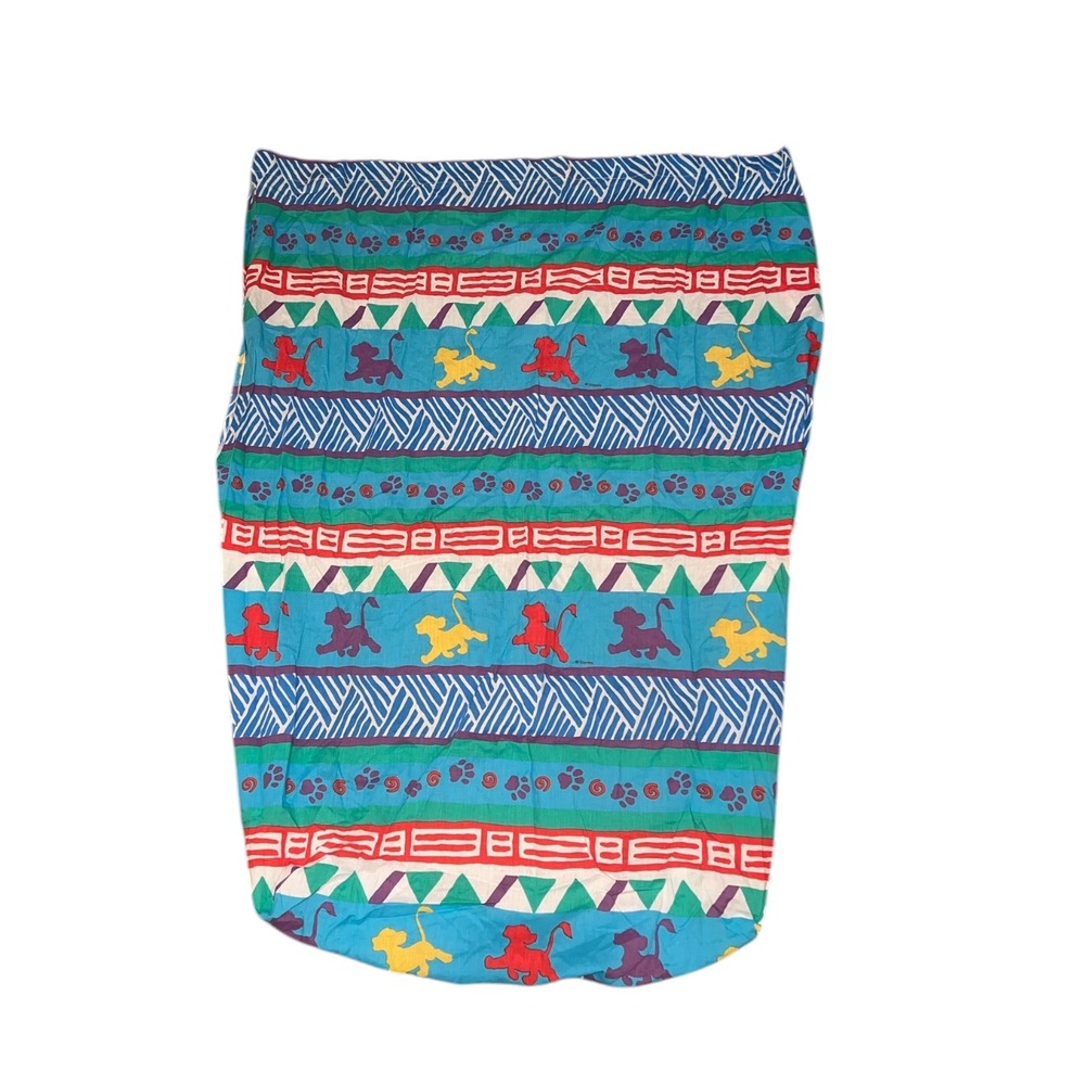 Vintage Disney Lion King Crib Sheet Dundee Simba Tribal Geometric Multi-Color